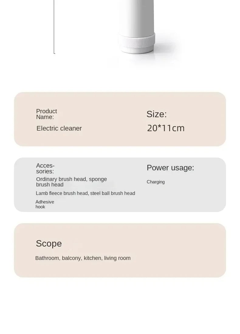 Cepillo Inalámbrico Eléctrico Multiuso — Limpieza Cocina y Baño