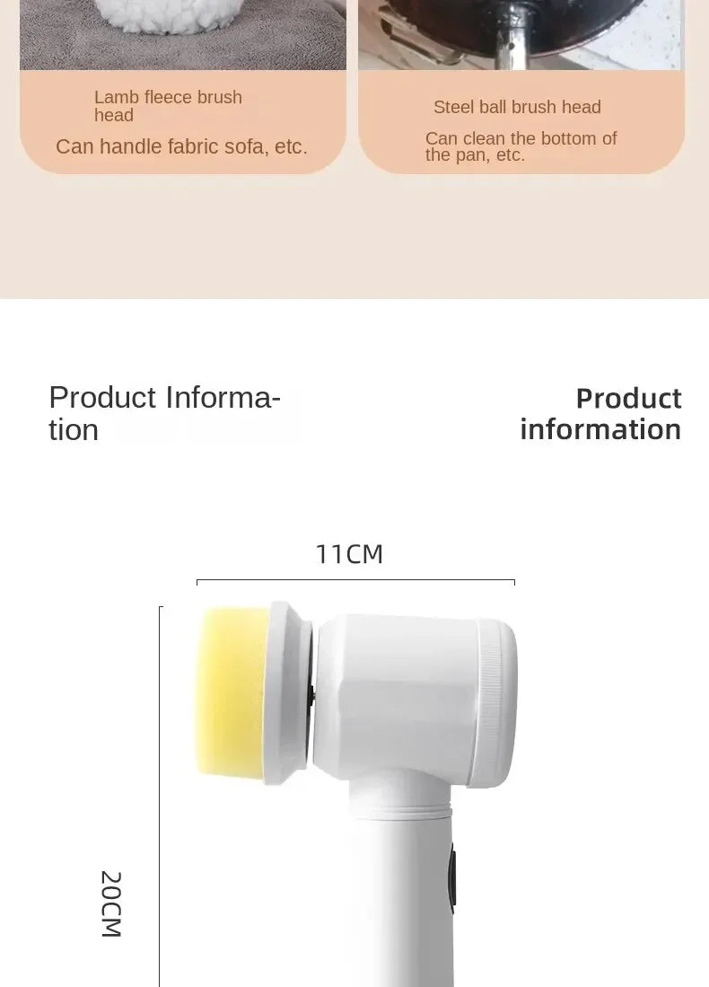 Cepillo Inalámbrico Eléctrico Multiuso — Limpieza Cocina y Baño