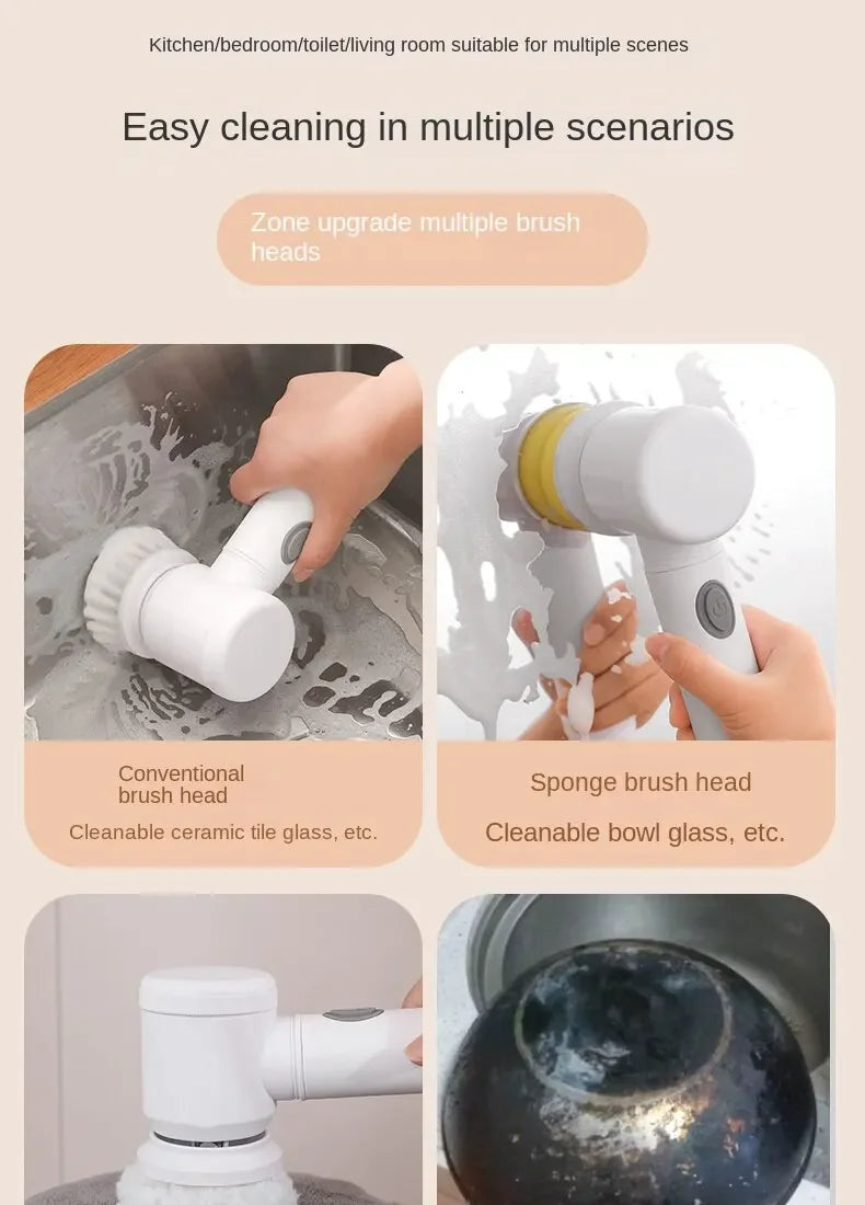 Cepillo Inalámbrico Eléctrico Multiuso — Limpieza Cocina y Baño